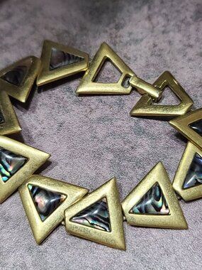Butler Fifth Avenue Triangle gold tone and abalone bracelet